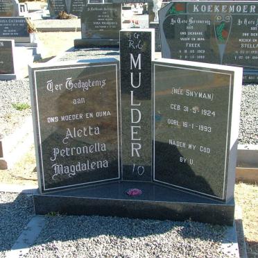 MULDER Aletta Petronella Magdalena 1924-1993