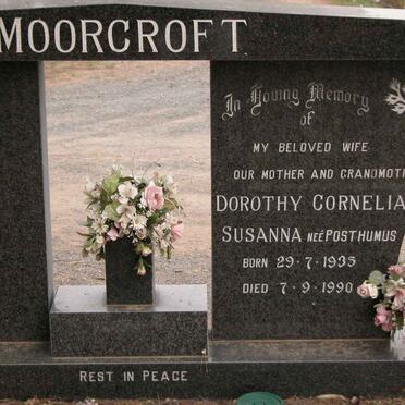 MOORCROFT Dorothy Cornelia Susanna nee POSTHUMUS 1935-1990