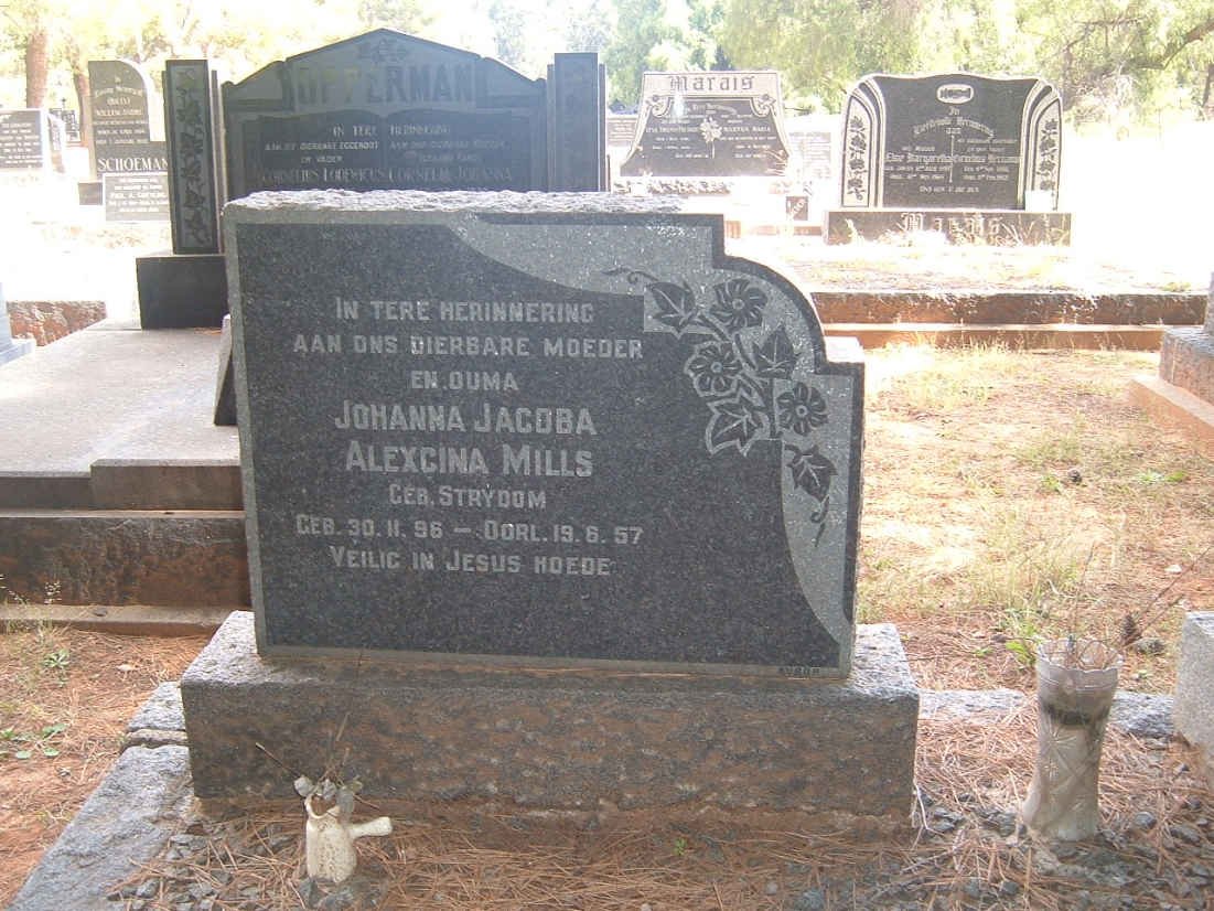 MILLS Johanna Jacoba Alexcina nee STRYDOM 1896-1957