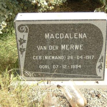 MERWE Magdalena, van der nee NIEMAND 1917-1994