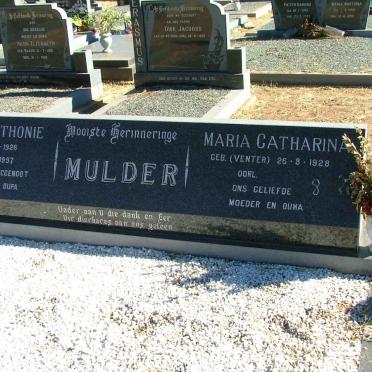 MULDER Jan Anthonie 1926-1997 &amp; Maria Catharina VENTER 1928- 