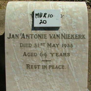 NIEKERK Jan Antonie, van -1935