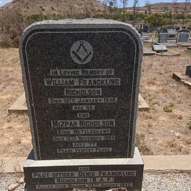 NICHOLSON William Franckling -1946 &amp; Mizpah METELERKAMP -1968