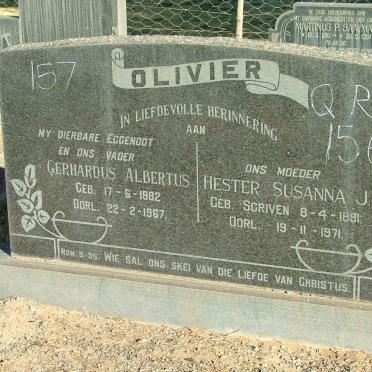 OLIVIER Gerhardus Albertus 1882-1967 &amp; Hester Susanna J. SCRIVEN 1891-1971