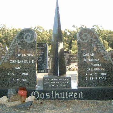 OOSTHUIZEN Johannes Gerhardus P. 1901-1983 &amp; Sarah Johanna HUMAN 1908-2002