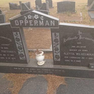 OPPERMAN Andries Pretorius 1918-1979 &amp; Aletta Wilhelmina JORDAAN 1921-2008
