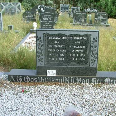 OOSTHUIZEN A.G. 1912-1984 :: van der MERWE N.J. 1953-1988