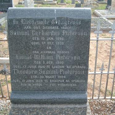 PIETERSEN Samuel Gerhardus 1868-1938 :: PIETERSEN Lionel William 1900-1926 :: PIETERSEN Theodore Samuel 1904-1929