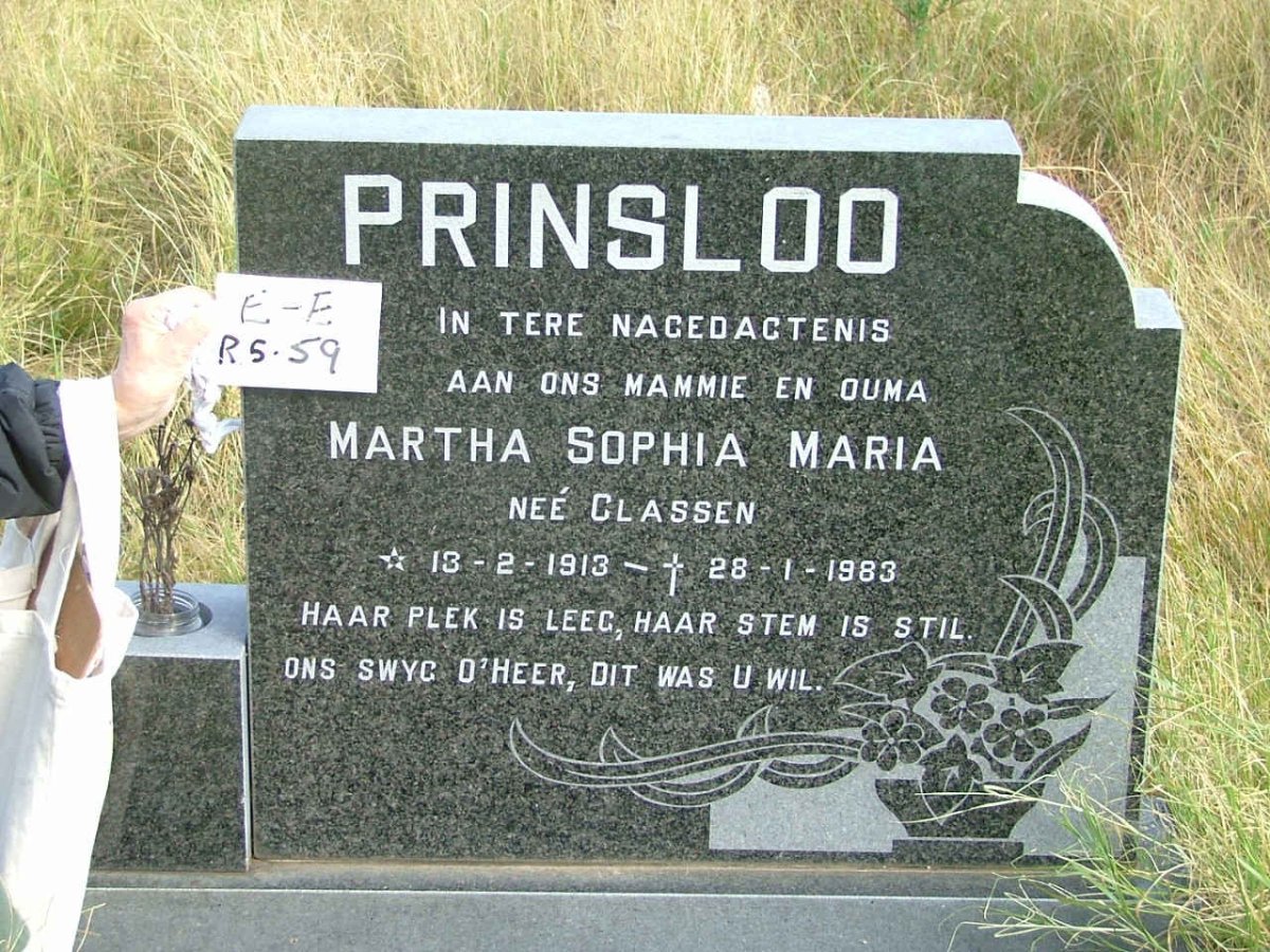 PRINSLOO Martha Sophia Maria nee CLASSEN 1913-1983
