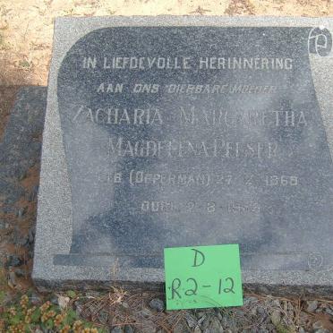 PELSER Zacharia Margaretha Magdelena geb OPPERMAN 1868-19?6