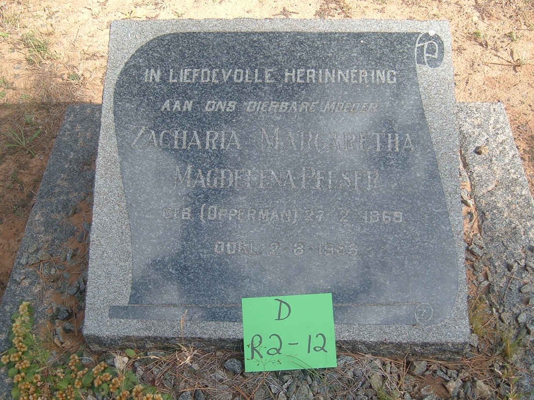PELSER Zacharia Margaretha Magdelena geb OPPERMAN 1868-19?6