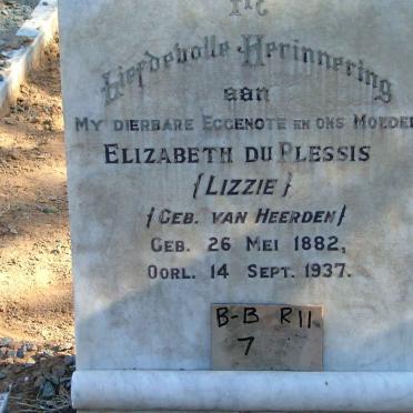 PLESSIS Elizabeth, du nee VAN HEERDEN 1892-1937