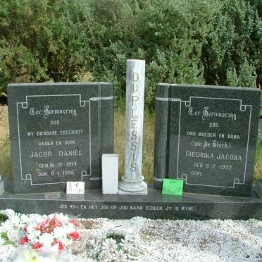PLESSIS Jacob Daniël, du 1914-1995 &amp; Diedrika Jacoba de KLERK 1922