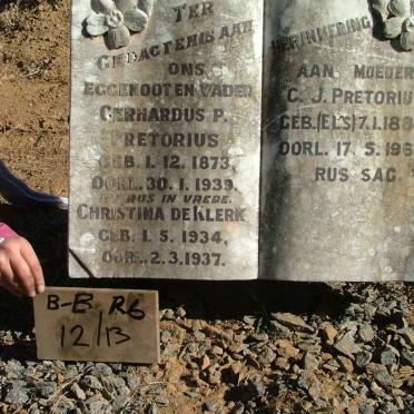 PRETORIUS Gerhardus P. 1873-1939 &amp; &amp; C.J. ELS 1880-1961 :: DE KLERK Christina 1934-1937