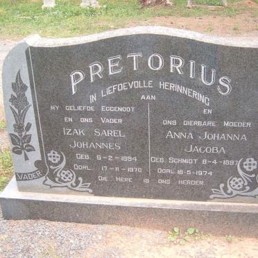 PRETORIUS Izak Sarel Johannes 1894-1970 &amp; Anna Johanna Jacoba SCHMIDT 1897-1974
