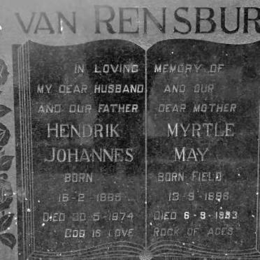 RENSBURG Hendrik Johannes, van 1895-1974 &amp; Myrtle May FIELD 1896-1983