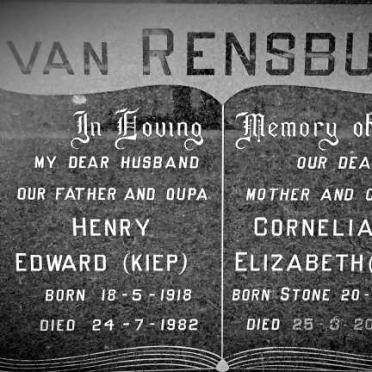 RENSBURG Henry Edward, van 1918-1982 &amp; Cornelia Elizabeth STONE 1919-2003