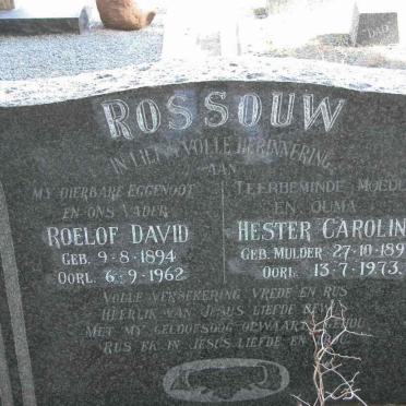 ROSSOUW Roelof David 1894-1962 &amp; Hester Carolina MULDER 1897-1973