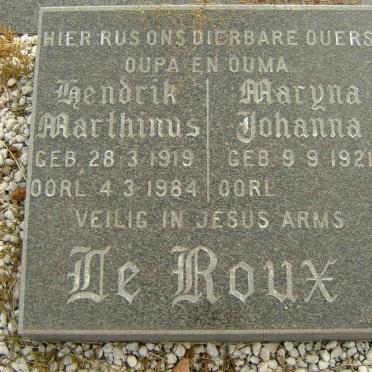 ROUX Hendrik Marthinus, le 1919-1984 &amp; Maryna Johanna 1921-