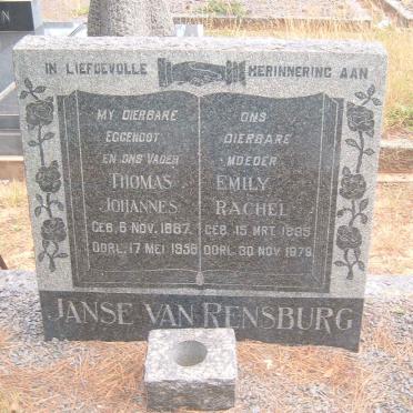 RENSBURG Thomas Johannes, Janse van 1887-1956 &amp; Emily Rachel 1895-1979