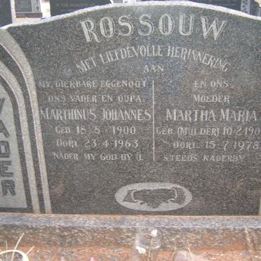 ROSSOUW Marthinus Johannes 1900-1963 &amp; Martha Maria MULDER 1905-1978