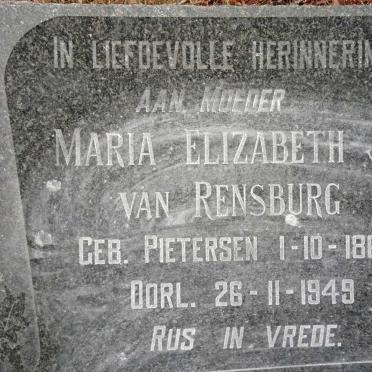 RENSBURG Maria Elizabeth J., van neer PIETERSEN 1869-1949
