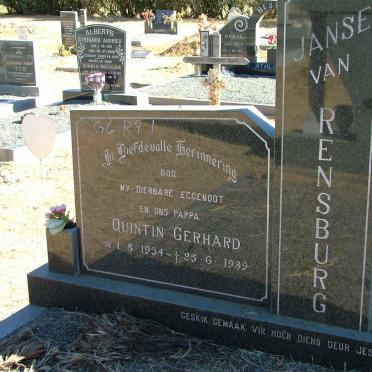 RENSBURG Quintin Gerhard, Janse van 1954-1989