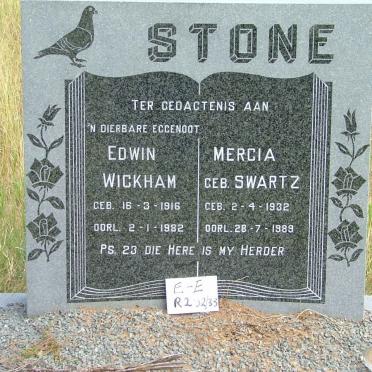 STONE Edwin Wickham 1916-1982 &amp; Mercia SWARTZ 1932-1989