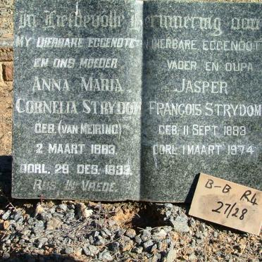 STRYDOM Jasper Francois 1883-1974 &amp; Anna Maria Cornelia VAN MEIRING 1883-1939