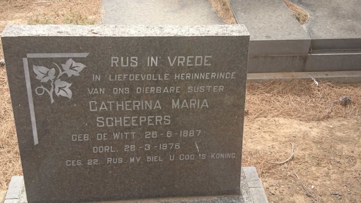 SCHEEPERS Catherina Maria nee DE WITT 1887-1976