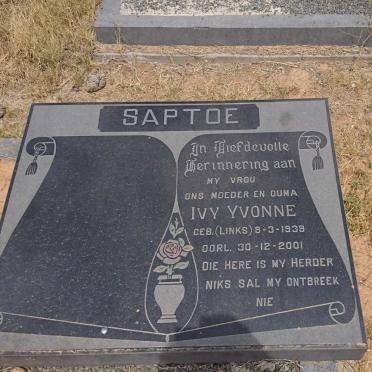 SAPTOE Ivy Yvonne nee LINKS 1939-2001