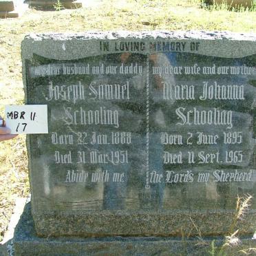 SCHOOLING Joseph Samuel 1888-1951 &amp; Maria Johanna 1895-1965