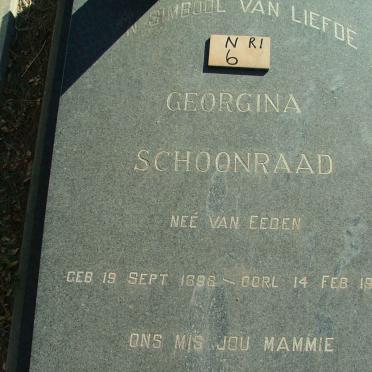SCHOONRAAD Georgina nee VAN EEDEN 1898-1981