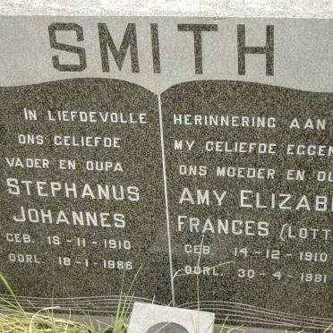 SMITH Stephanus Johannes 1910-1986 &amp; Amy Elizabeth Frances LOTTERING 1910-1981