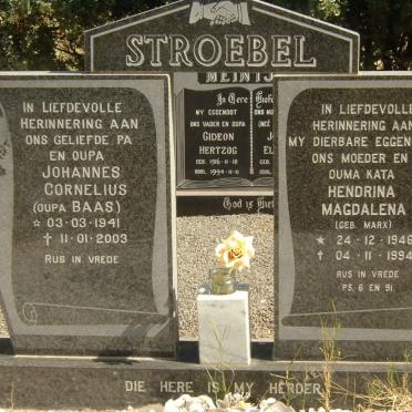 STROEBEL Johannes Cornelius 1941-2003 &amp; Hendrina Magdalena MARX 1946-1994