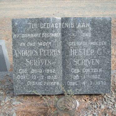 SCRIVEN Andries Petrus 1882-1955 &amp; Hester C. COETZER 1902-1970