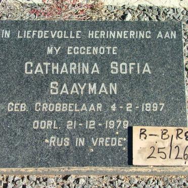 SAAYMAN Catharina Sofia nee GROBBELAAR 1897-1979