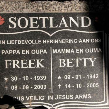 SOETLAND Freek 1939-2003 &amp; Betty 1942-2005