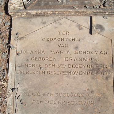 SCHOEMAN Johanna Maria nee ERASMUS 1803-1888