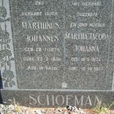 SCHOEMAN Marthinus Johannes 1875-1956 &amp; Martha Jacoba Johanna 1875-1954