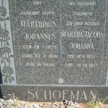SCHOEMAN Marthinus Johannes 1875-1956 &amp; Martha Jacoba Johanna 1875-1954