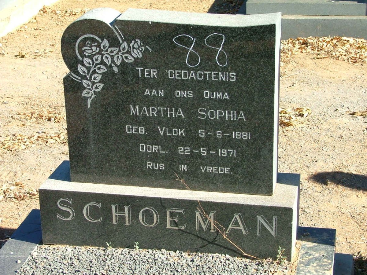 SCHOEMAN Martha Sophia nee VLOK 1881-1971