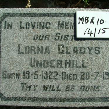 UNDERHILL Lorna Gladys 1922-1961