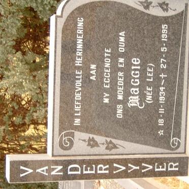 VYVER Maggie, van der nee LEE 1934-1995