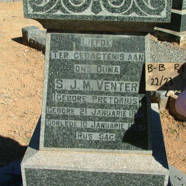 VENTER S.J.M. nee PRETORIUS 1873-1967