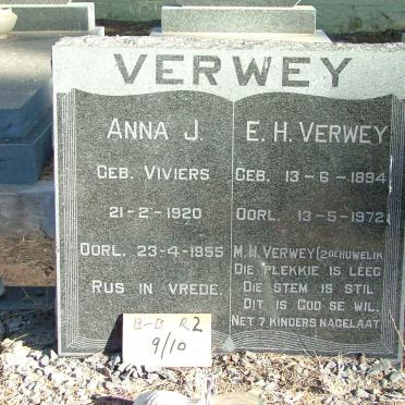 VERWEY E.H. 1894-1972 &amp; M.H. VERWEY :: VERWEY Anna J. nee VIVIERS 1920-1955