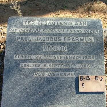 VOSLOO Paul Jacobus Erasmus 1885-1946