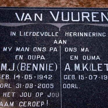 VUUREN B.M.J., van 1942-2005 &amp; A.M.K. 1945-