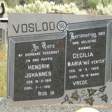 VOSLOO Hendrik Johannes 1918-1981 &amp; Cecilia Maria VENTER 1920-2003