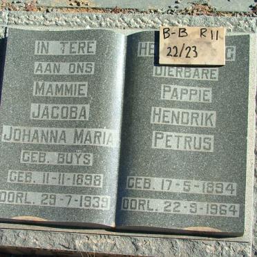 VENTER Hendrik Petrus 1894-1964 &amp;  Johanna Maria BUYS 1898-1939